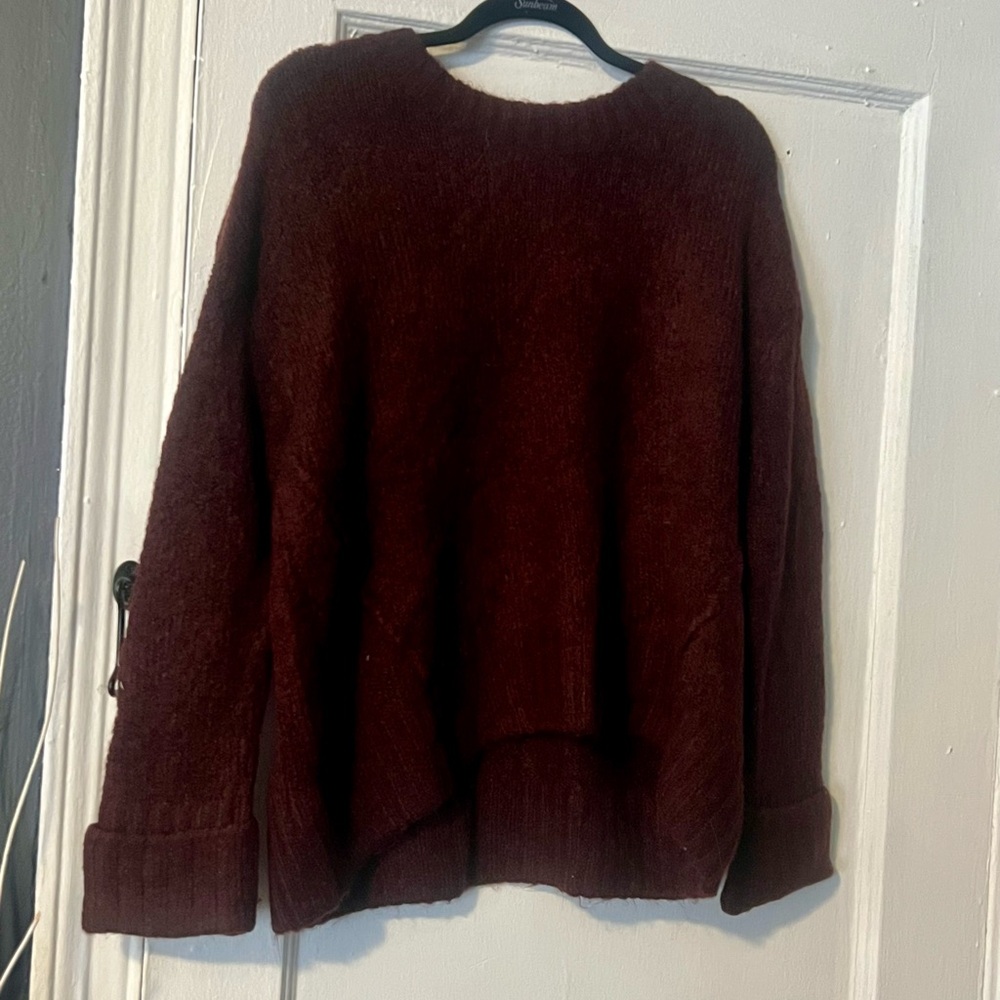 Express maroon Crew Neck Sweater Cozy Knit